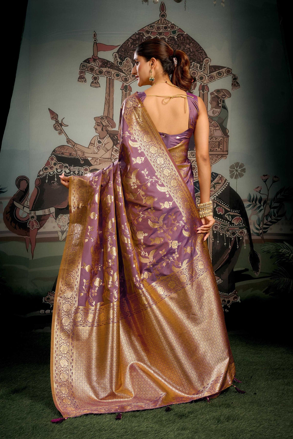 Jyoti Fashion Women's Wine Premium Soft Silk Zari Woven Saree with Blouse | Grocsy