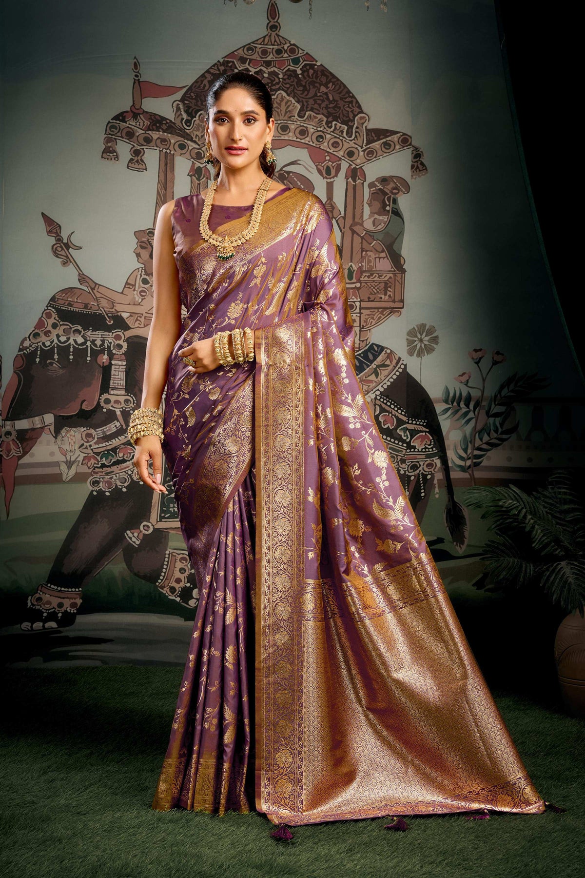 Jyoti Fashion Women's Wine Premium Soft Silk Zari Woven Saree with Blouse | Grocsy