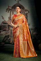 Jyoti Fashion Women's Orange Premium Soft Silk Zari Woven Saree with Blouse | Grocsy