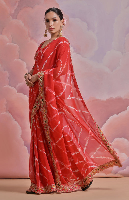 Jyoti Fashion Women's Red Coding Sequence Georgette Saree with Blouse | Grocsy
