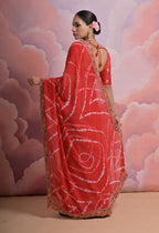 Jyoti Fashion Women's Red Coding Sequence Georgette Saree with Blouse | Grocsy