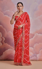 Jyoti Fashion Women's Red Coding Sequence Georgette Saree with Blouse | Grocsy