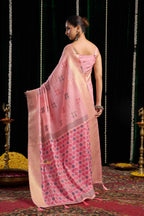Jyoti Fashion Women's Pink Soft Spun Cotton Zari Woven Saree with Blouse | Grocsy