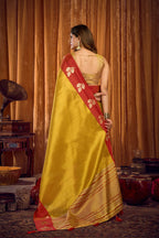 Jyoti Fashion Women's Parrot Green Soft Tissue Zari Woven Saree with Blouse | Grocsy