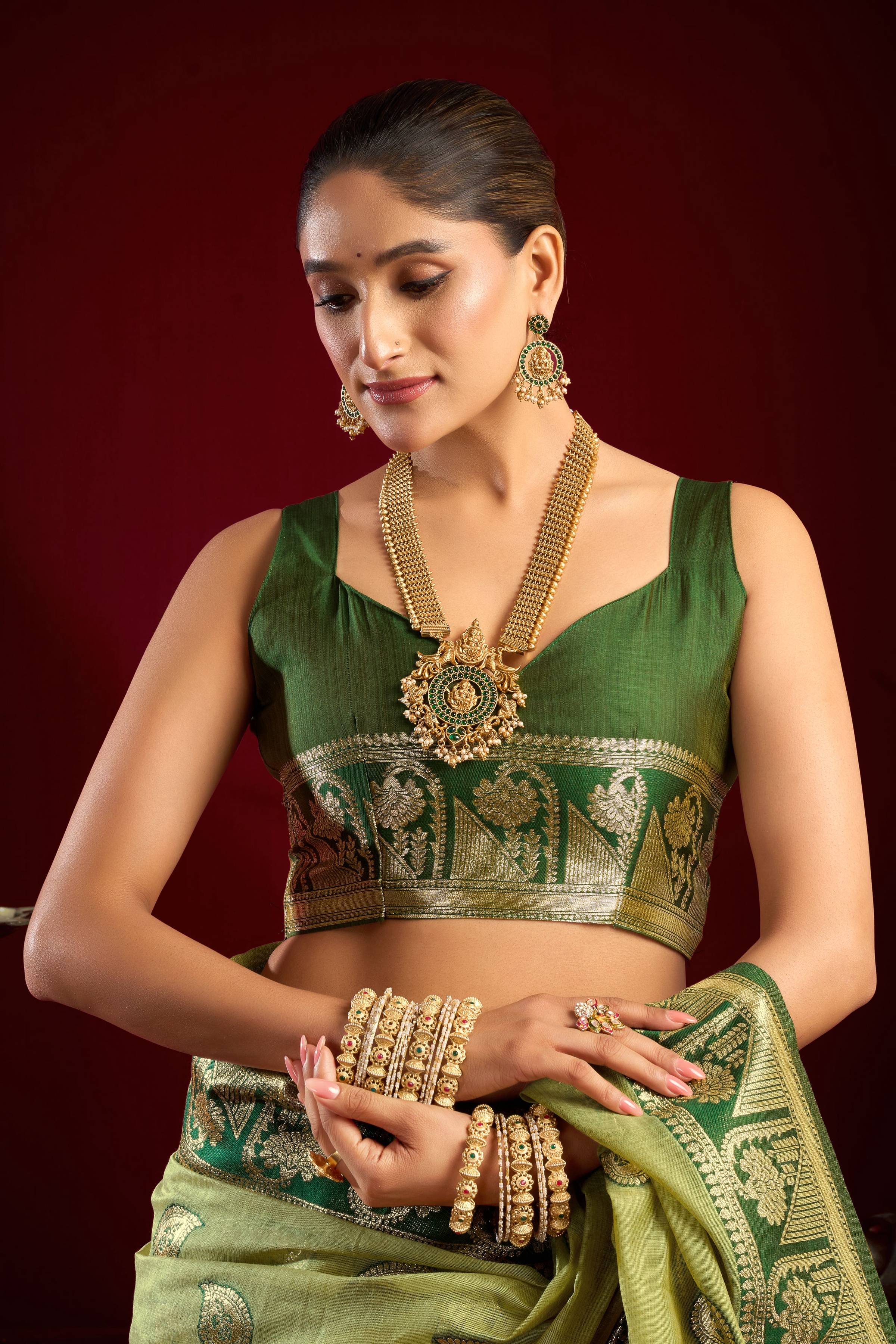 Jyoti Fashion Women's Pista Green Modal Banarasi Zari Woven Saree with Blouse | Grocsy