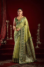 Jyoti Fashion Women's Pista Green Modal Banarasi Zari Woven Saree with Blouse | Grocsy
