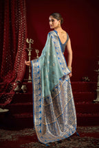 Jyoti Fashion Women's Sky Blue Modal Banarasi Zari Woven Saree with Blouse | Grocsy