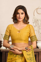 Jyoti Fashion Women's Mustard Modal Art Silk Warli Work Saree with Blouse | Grocsy