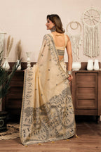 Jyoti Fashion Women's Cream Modal Art Silk Warli Work Saree with Blouse | Grocsy