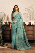 Jyoti Fashion Women's Sky Blue Modal Art Silk Warli Work Saree with Blouse | Grocsy