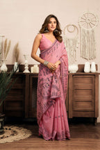 Jyoti Fashion Women's Pink Modal Art Silk Warli Work Saree with Blouse | Grocsy