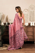 Jyoti Fashion Women's Pink Modal Art Silk Warli Work Saree with Blouse | Grocsy