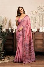 Jyoti Fashion Women's Pink Modal Art Silk Warli Work Saree with Blouse | Grocsy