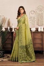 Jyoti Fashion Women's Green Modal Art Silk Warli Work Saree with Blouse | Grocsy