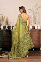 Jyoti Fashion Women's Green Modal Art Silk Warli Work Saree with Blouse | Grocsy
