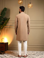 Jyoti Fashion Men's Beige Armani Lachka Sequins Embroidered Kurta with Pajama | Grocsy