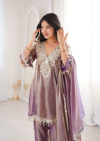 Jyoti Fashion Purple Fendy Embroidered Designer Kurta Set With Dupatta | Grocsy