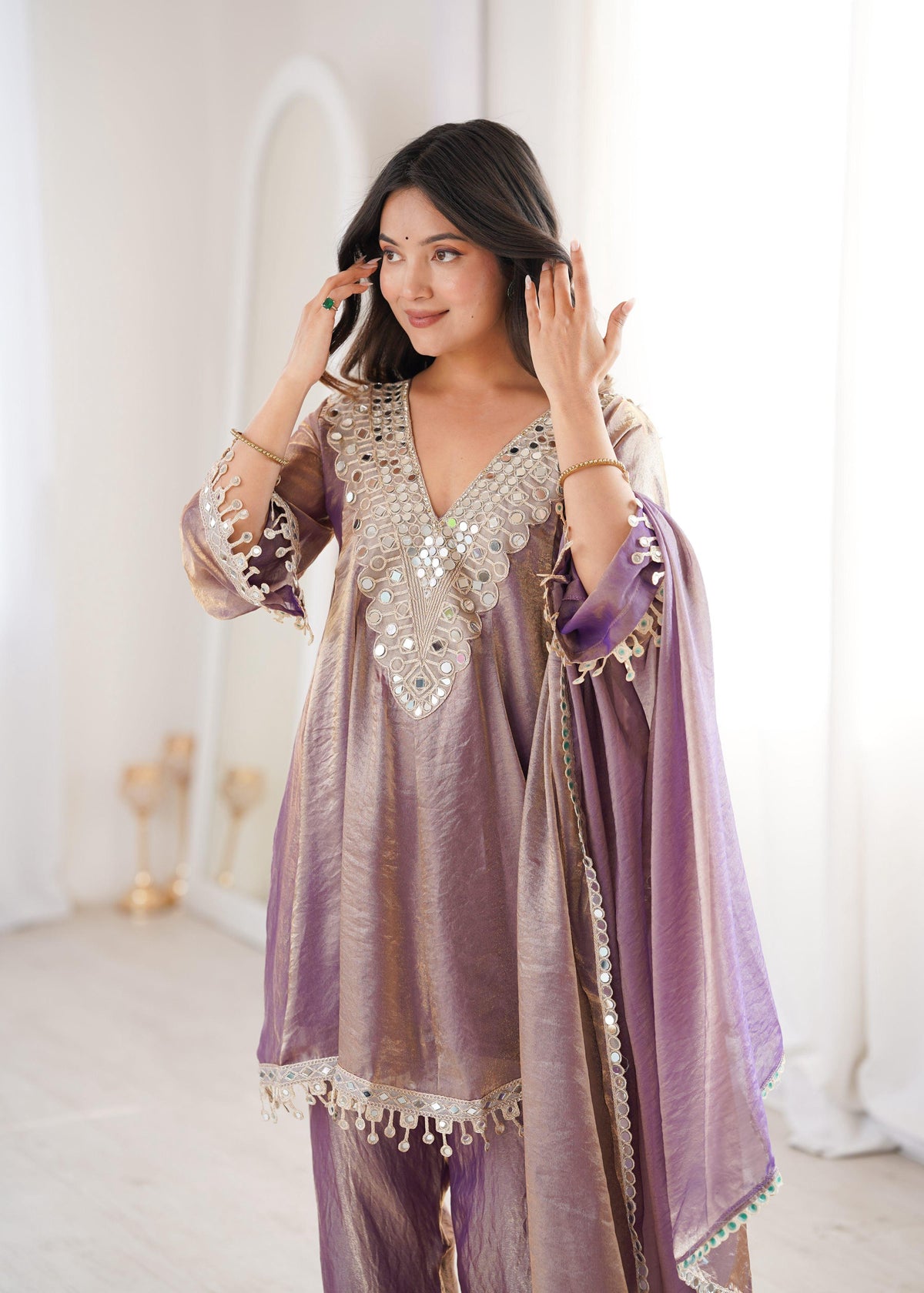 Jyoti Fashion Purple Fendy Embroidered Designer Kurta Set With Dupatta | Grocsy