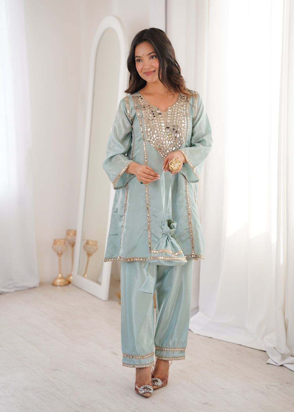 Jyoti Fashion Sky Blue HO Silk Embroidered Designer Kurta Set with Batwa | Grocsy