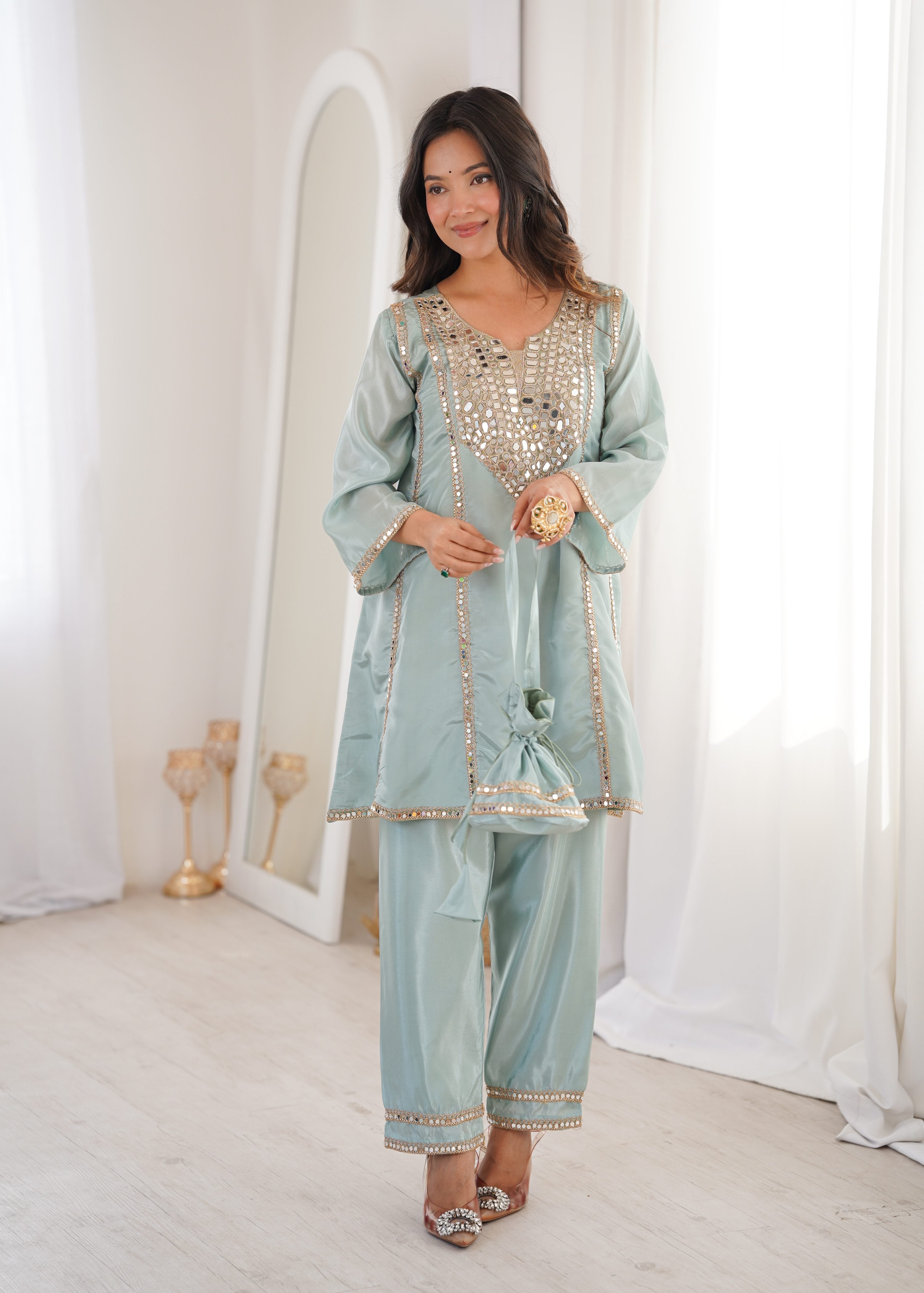 Jyoti Fashion Sky Blue HO Silk Embroidered Designer Kurta Set with Batwa | Grocsy