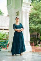 Jyoti Fashion Rama Faux Blooming Beads Embroidered Anarkali Set | Grocsy