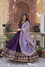 Jyoti Fashion Purple Star Georgette Embroidered Anarkali Set with Dupatta | Grocsy