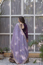 Jyoti Fashion Purple Star Georgette Embroidered Anarkali Set with Dupatta | Grocsy