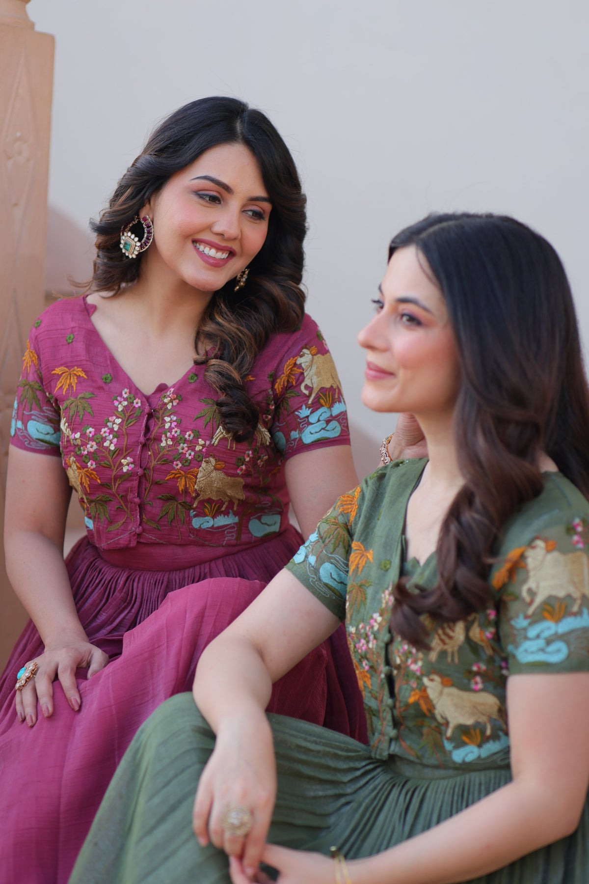 Jyoti Fashion Onion & Green Silver Crunchy Designer Combo Anarkali Set with Koti | Grocsy