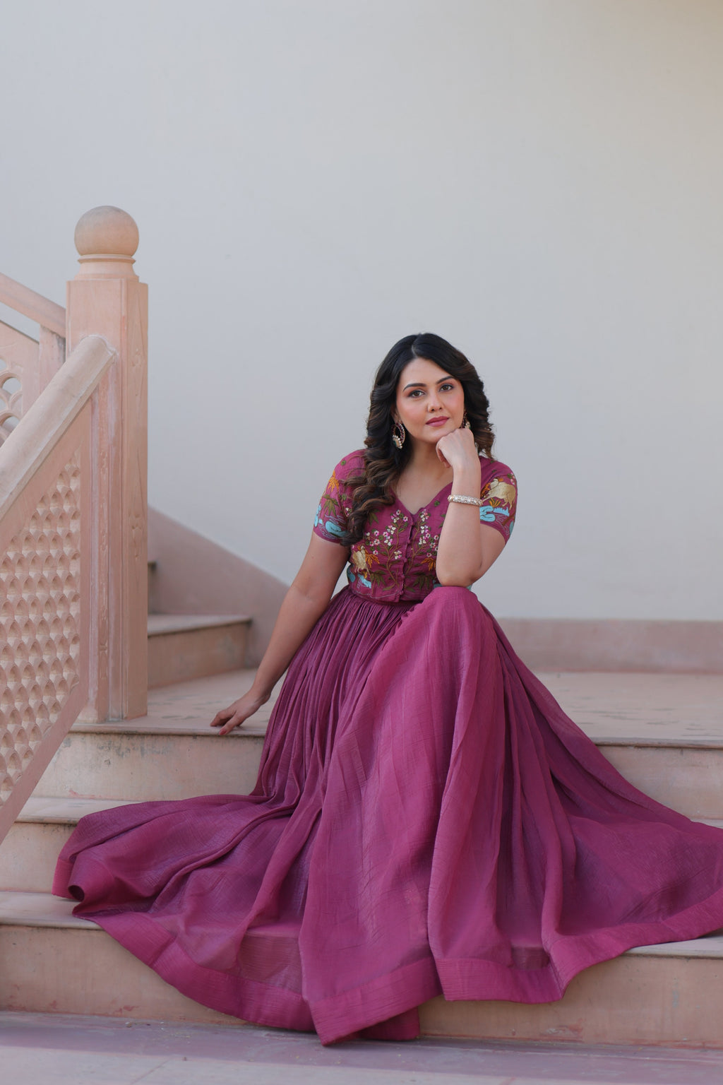 Jyoti Fashion Onion Silver Crunchy Designer Anarkali Set with Koti | Grocsy