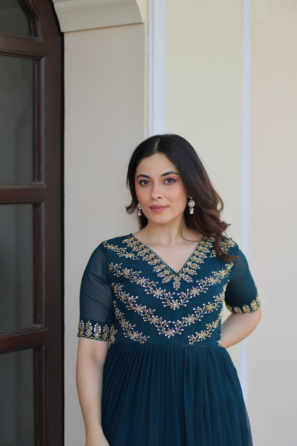 Jyoti Fashion Rama Faux Blooming Beads Embroidered Anarkali Set | Grocsy