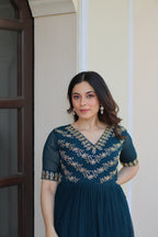Jyoti Fashion Rama Faux Blooming Beads Embroidered Anarkali Set | Grocsy