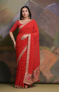 Jyoti Fashion Women's Red Coding Sequence Georgette Saree with Blouse | Grocsy