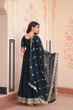 Jyoti Fashion Rama Faux Blooming Sequins Embroidered Anarkali Set with Dupatta | Grocsy