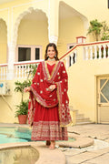 Jyoti Fashion Maroon Faux Blooming Sequins Embroidered Anarkali Set with Dupatta | Grocsy