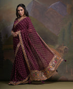 Jyoti Fashion Women's Wine Coding Sequence Georgette Saree with Blouse | Grocsy