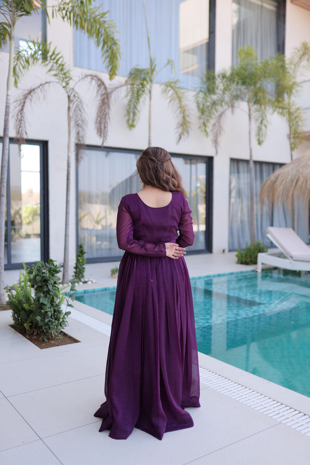 Jyoti Fashion Purple Silver Crunchy Beads Embroidered Anarkali Set | Grocsy