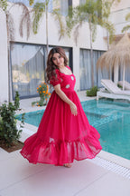 Jyoti Fashion Pink Fendi Silk Beads Embroidered Designer Anarkali Set | Grocsy