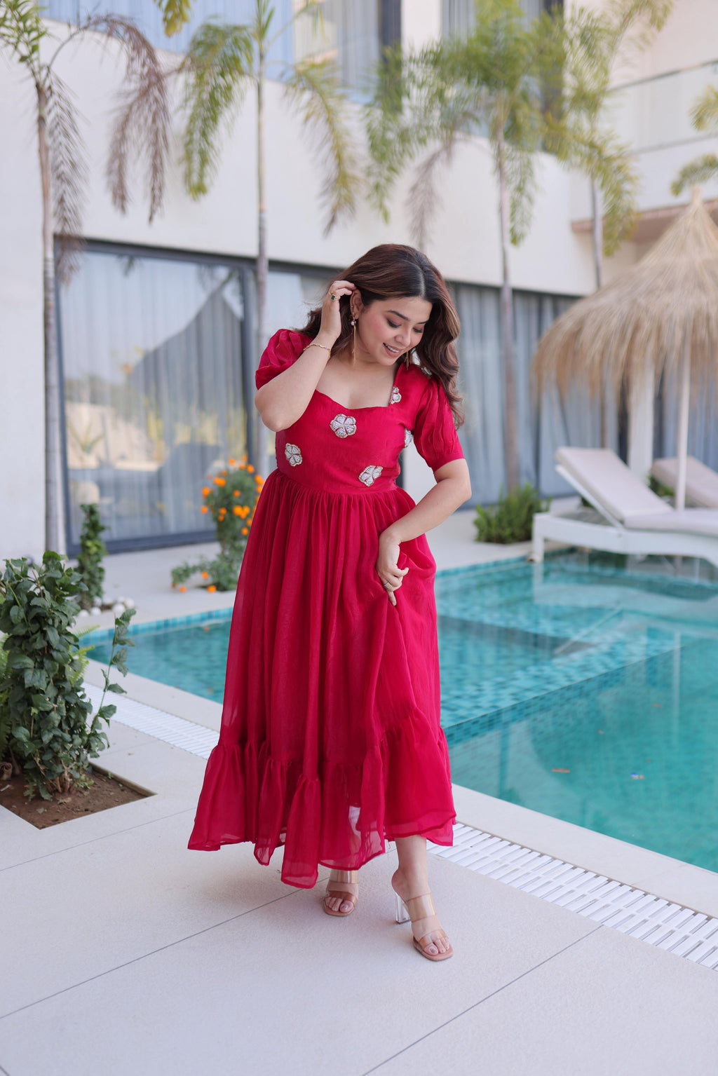 Jyoti Fashion Pink Fendi Silk Beads Embroidered Designer Anarkali Set | Grocsy