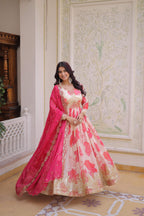Jyoti Fashion Pink Russian Silk Sequins Embroidered Anarkali Set with Dupatta | Grocsy