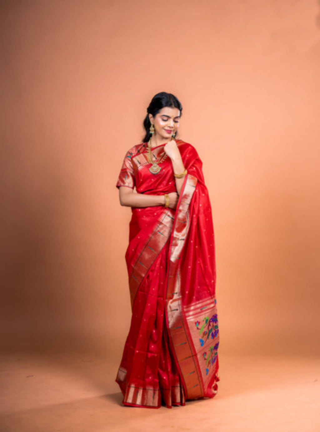 Jyoti Fashion Women's Maroon Soft Khadi Raw Silk Zari Woven Saree with Blouse | Grocsy