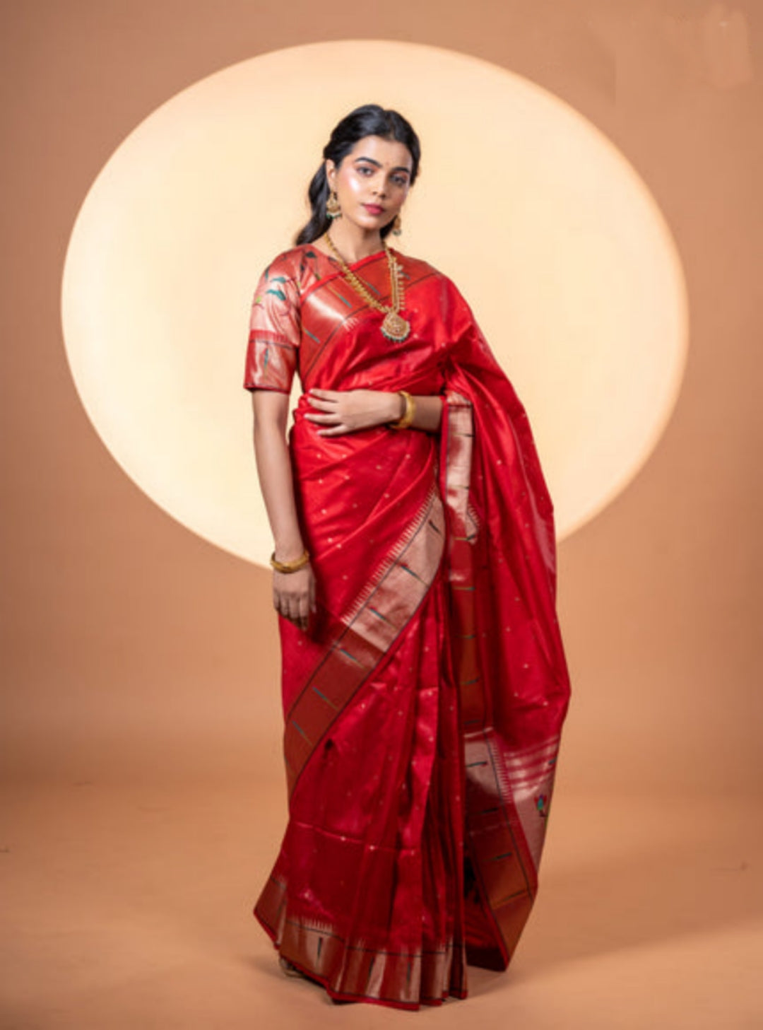 Jyoti Fashion Women's Maroon Soft Khadi Raw Silk Zari Woven Saree with Blouse | Grocsy