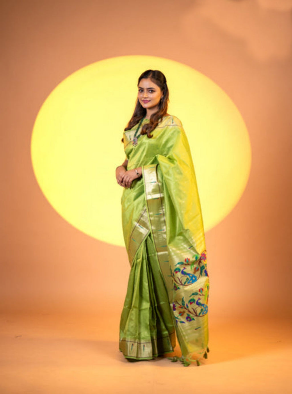 Jyoti Fashion Women's Mehendi Soft Khadi Raw Silk Zari Woven Saree with Blouse | Grocsy