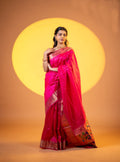 Jyoti Fashion Women's Pink Soft Khadi Raw Silk Zari Woven Saree with Blouse | Grocsy