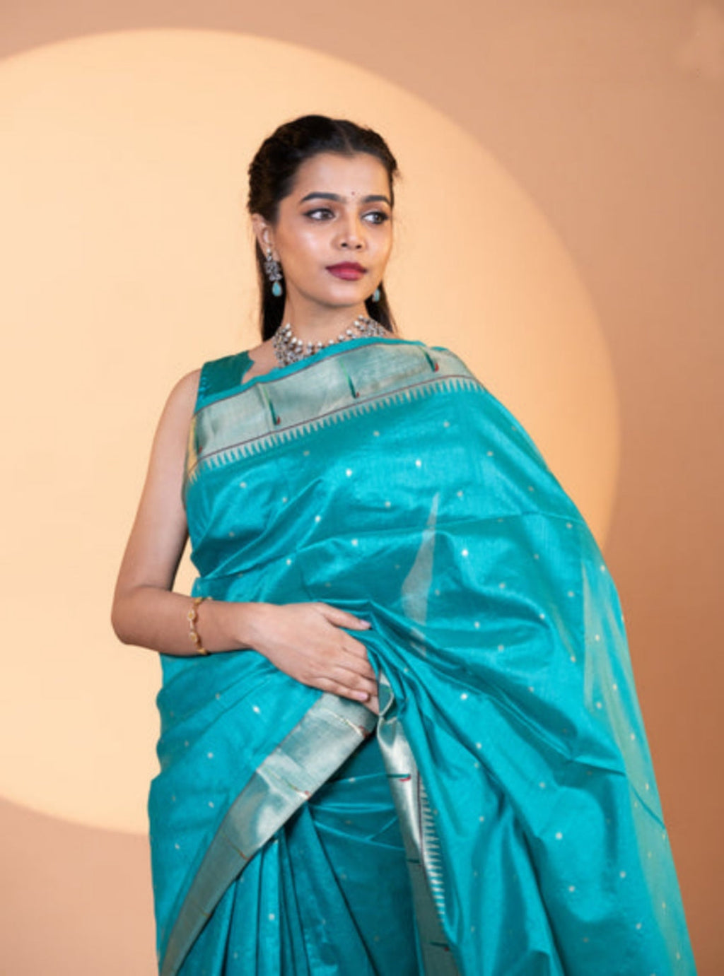 Jyoti Fashion Women's Rama Soft Khadi Raw Silk Zari Woven Saree with Blouse | Grocsy
