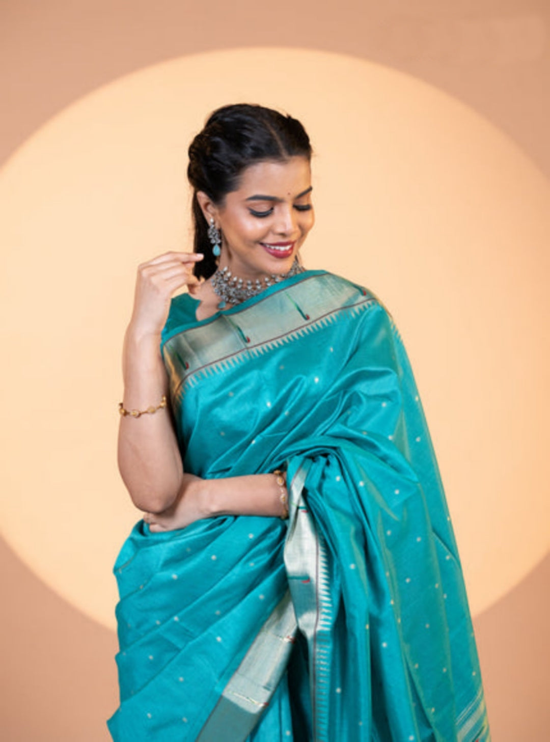 Jyoti Fashion Women's Rama Soft Khadi Raw Silk Zari Woven Saree with Blouse | Grocsy