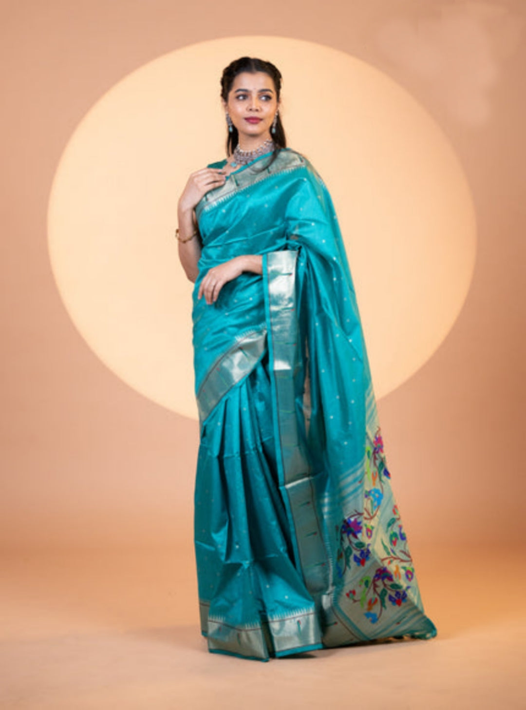 Jyoti Fashion Women's Rama Soft Khadi Raw Silk Zari Woven Saree with Blouse | Grocsy