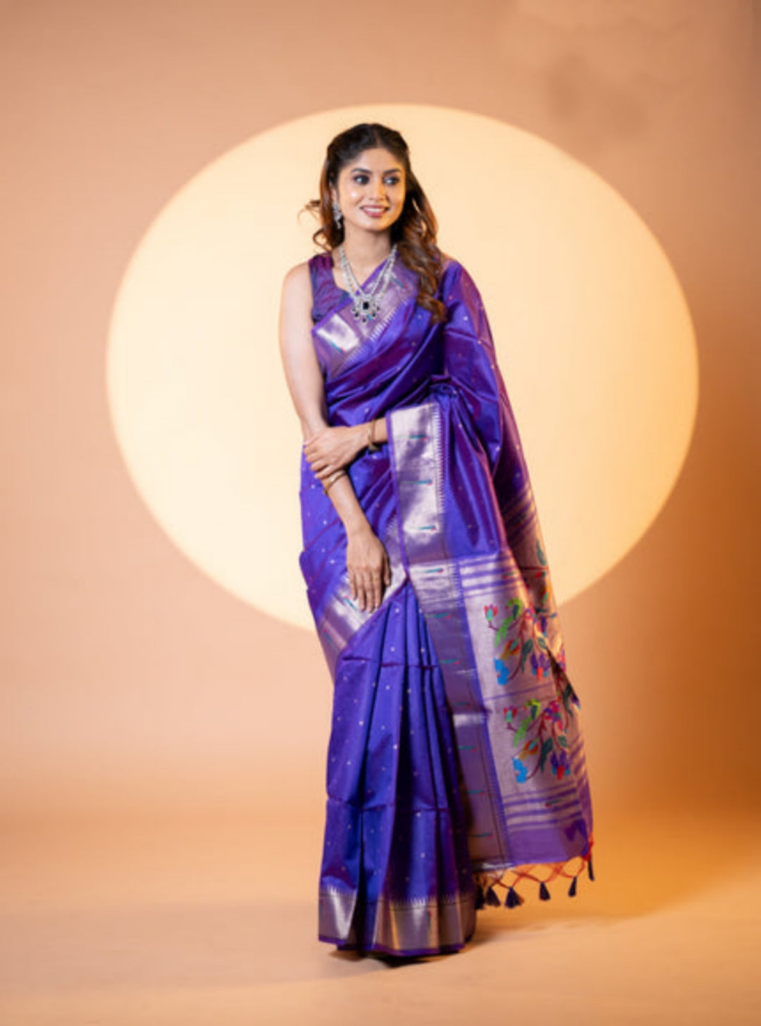Jyoti Fashion Women's Royal Blue Soft Khadi Raw Silk Zari Woven Saree with Blouse | Grocsy