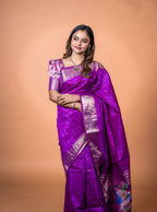 Jyoti Fashion Women's Wine Soft Khadi Raw Silk Zari Woven Saree with Blouse | Grocsy