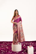 Jyoti Fashion Women's Magenta Soft Banarasi Silk Zari Woven Saree with Blouse | Grocsy