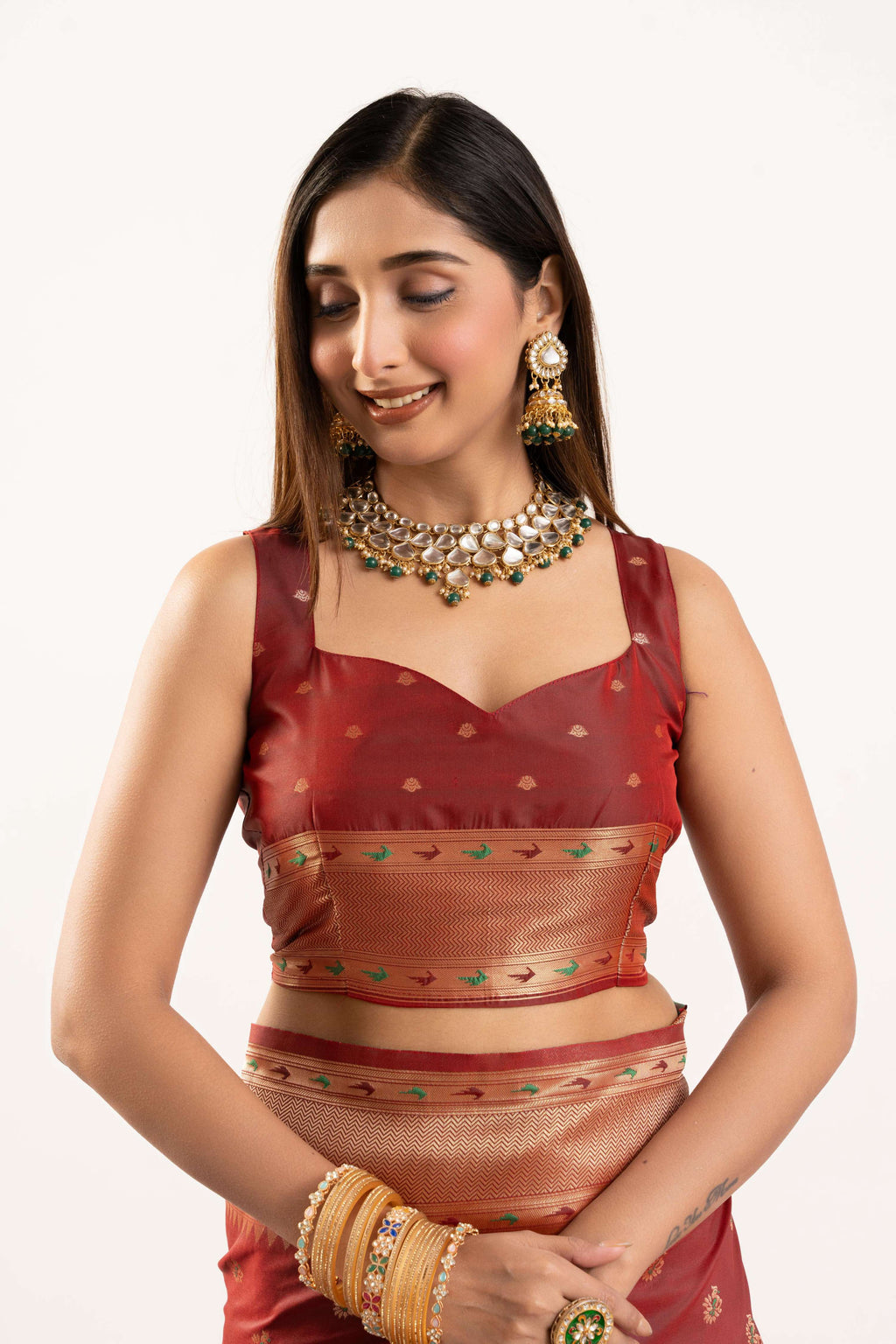 Jyoti Fashion Women's Maroon Soft Banarasi Silk Zari Woven Saree with Blouse | Grocsy